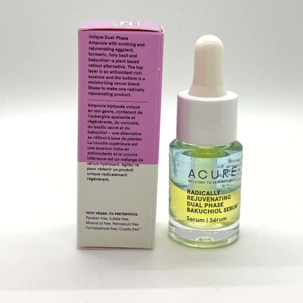 ACURE Radically Rejuvenating Dual Phase Bakuchiol Serum NIB Travel Size 10 ml - Picture 5 of 11
